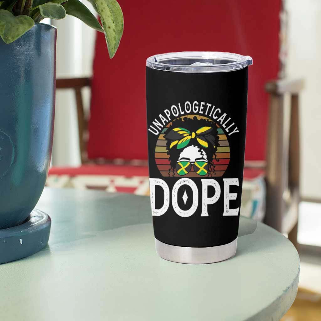 Jamaican Girl Tumbler Cup Unapologetically Dope Black Pride Melanin Afro Jamaica Flag Messy Bun - Wonder Print Shop
