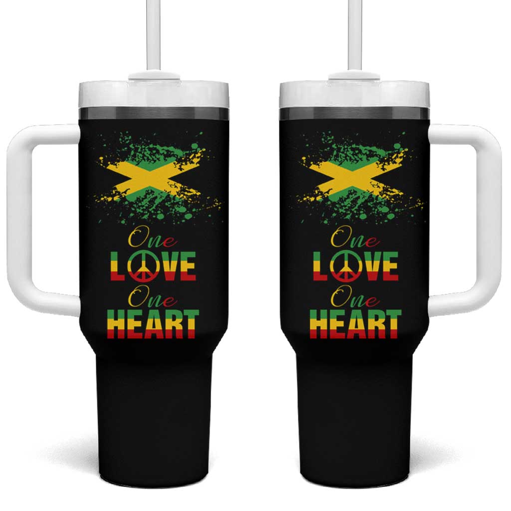 Roots Rock Reggae Tumbler With Handle One Love One Heart Marley Peace Rastafari - Wonder Print Shop