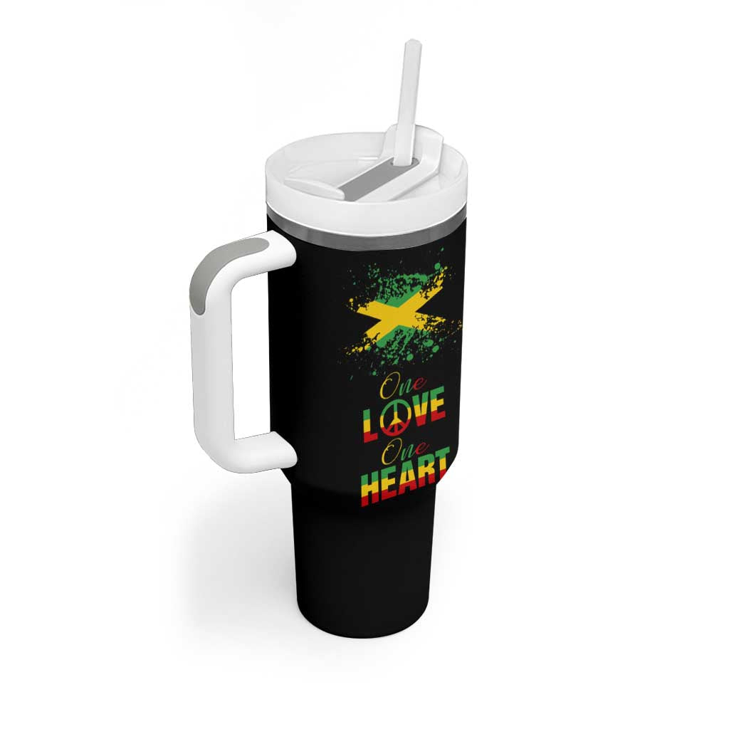 Roots Rock Reggae Tumbler With Handle One Love One Heart Marley Peace Rastafari - Wonder Print Shop