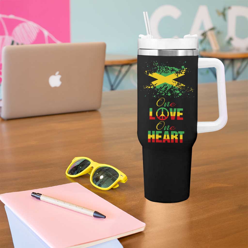 Roots Rock Reggae Tumbler With Handle One Love One Heart Marley Peace Rastafari - Wonder Print Shop