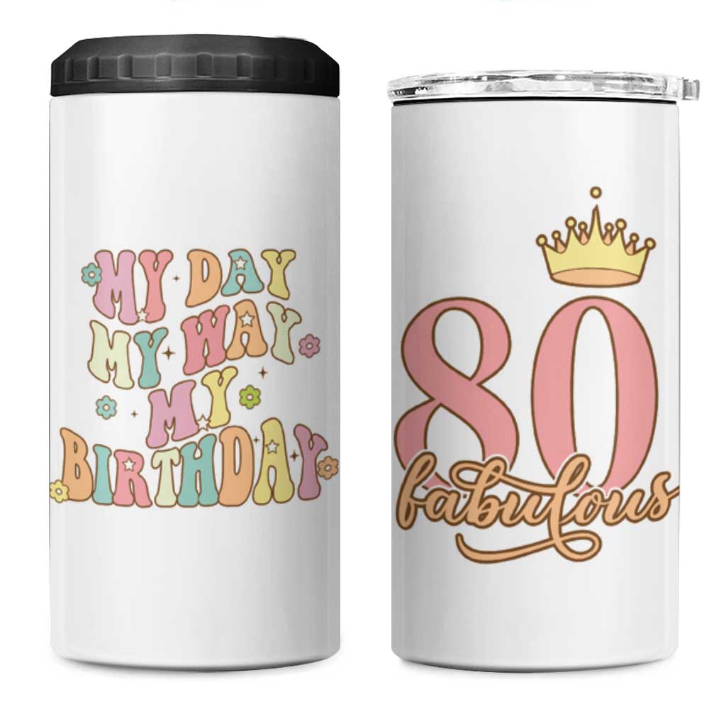 Funny 80th Birthday Gift Idea 4 in 1 Can Cooler Tumbler Women Mom Grandma Turning 80 Gifts for Her - Wonder Print Shop