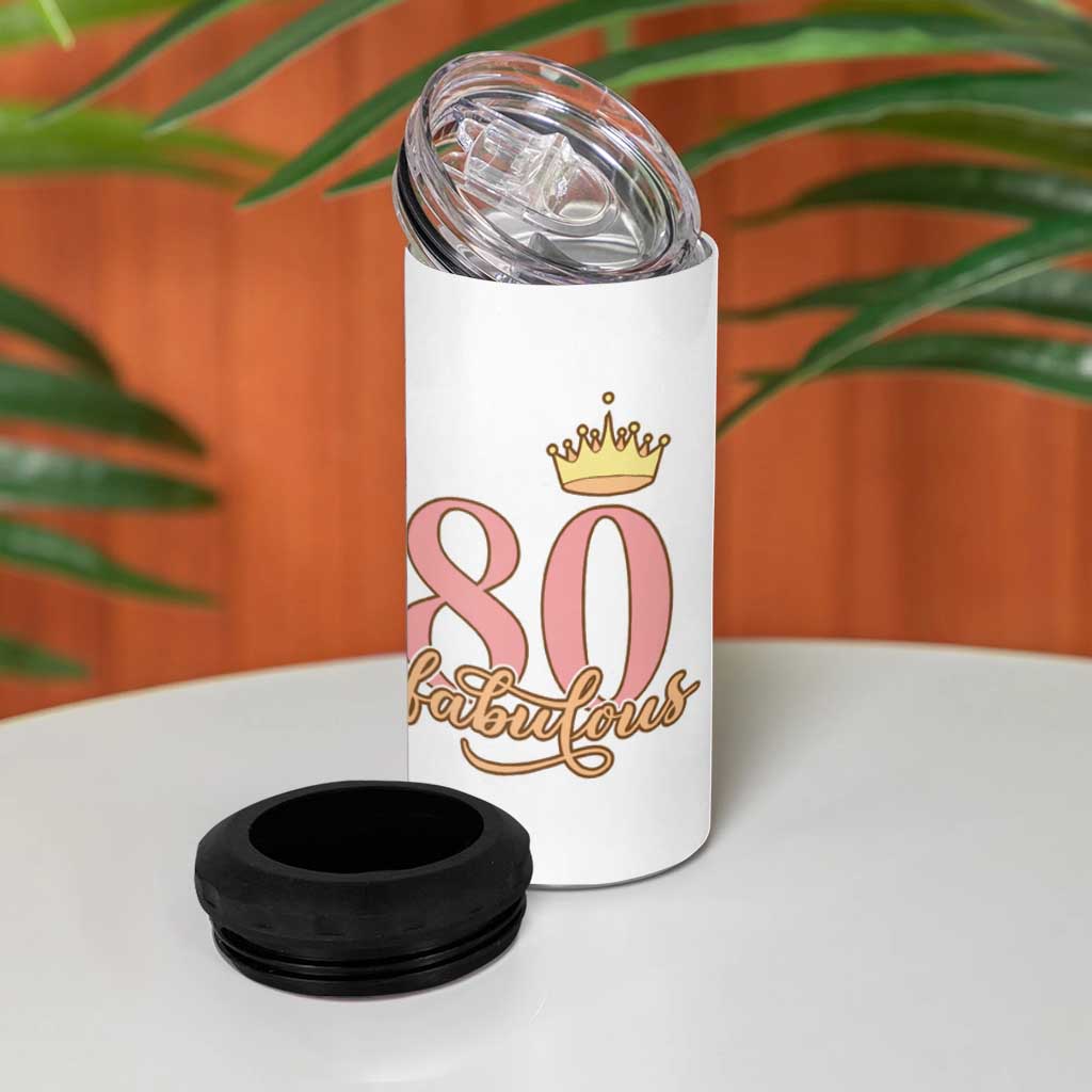 Funny 80th Birthday Gift Idea 4 in 1 Can Cooler Tumbler Women Mom Grandma Turning 80 Gifts for Her - Wonder Print Shop