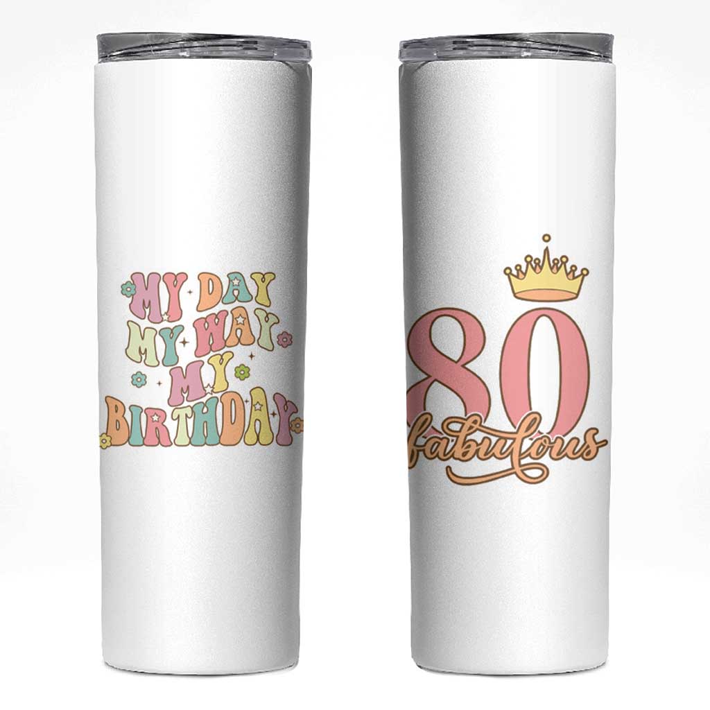 Funny 80th Birthday Gift Idea Skinny Tumbler Women Mom Grandma Turning 80 Gifts for Her - Wonder Print Shop