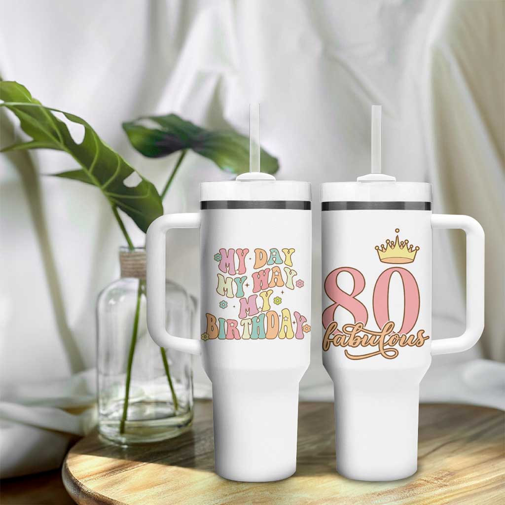 Funny 80th Birthday Gift Idea Tumbler With Handle Women Mom Grandma Turning 80 Gifts for Her - Wonder Print Shop