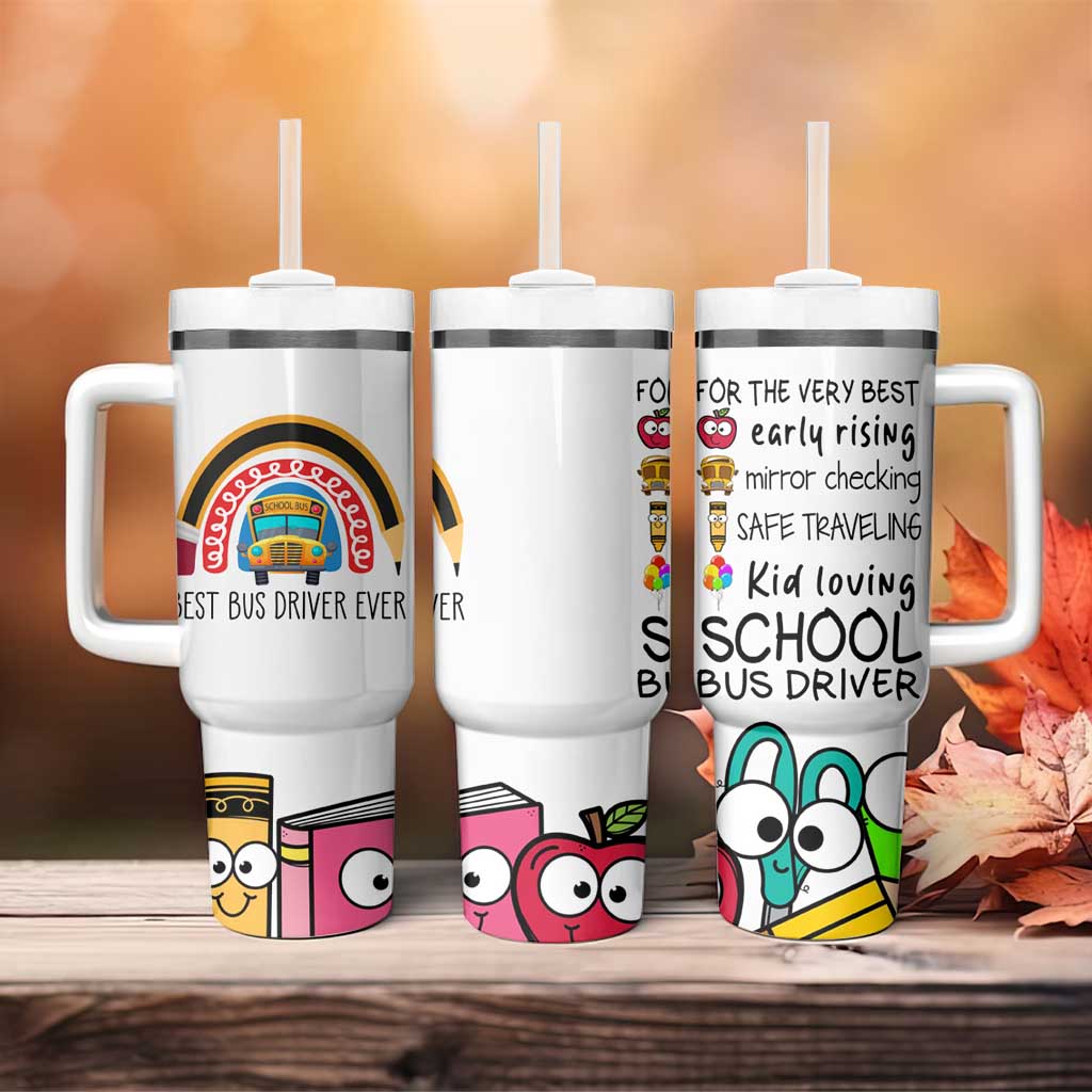 Best Bus Driver Ever Appreciation Tumbler With Handle For The Very Best Early Rising Mirror Checking Safe Traveling Kid Loving - Wonder Print Shop