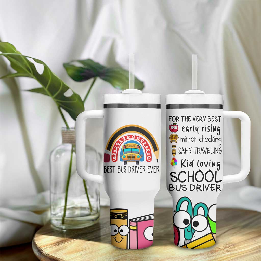 Best Bus Driver Ever Appreciation Tumbler With Handle For The Very Best Early Rising Mirror Checking Safe Traveling Kid Loving - Wonder Print Shop