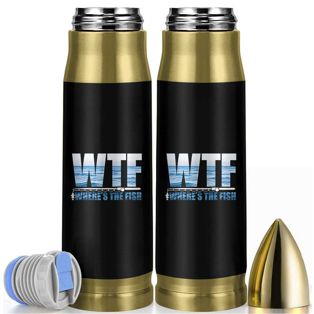 WTF Where's The Fish Bullet Tumbler Funny Fishing Gifts Dad Grandpa Fathers Day