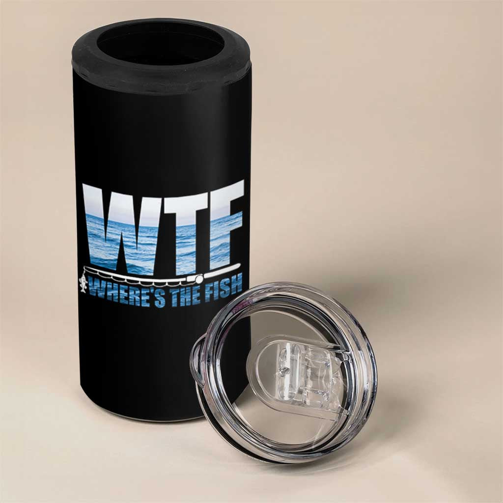 WTF Where's The Fish 4 in 1 Can Cooler Tumbler Funny Fishing Gifts Dad Grandpa Fathers Day