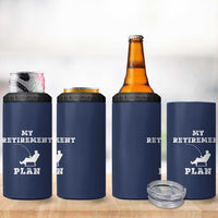 Fishing Retirement Plan 4 in 1 Can Cooler Tumbler Fisherman Jokes Rod Pole Grandpa