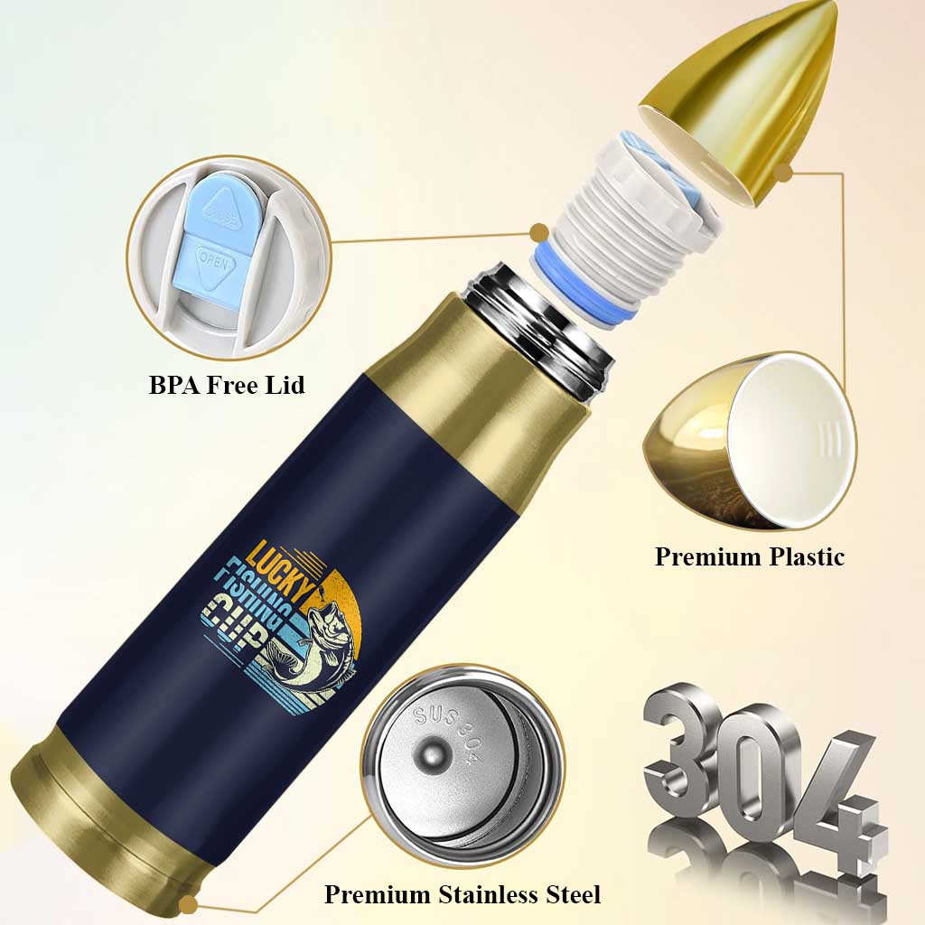 Lucky Fishing Bullet Tumbler Funny Fathers Day Fishing Gifts For Men