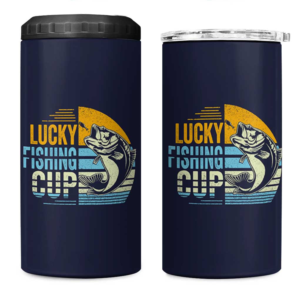 Lucky Fishing 4 in 1 Can Cooler Tumbler Funny Fathers Day Fishing Gifts For Men