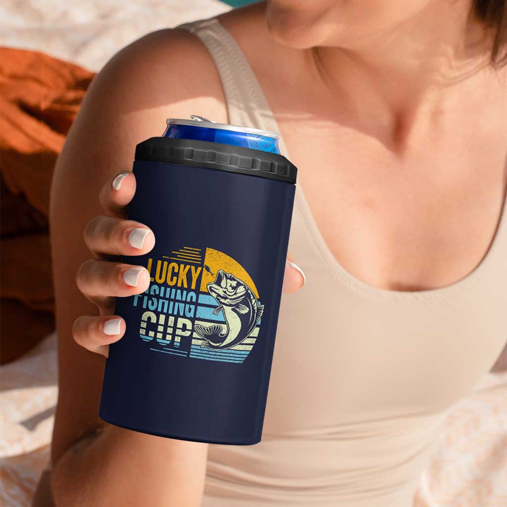Lucky Fishing 4 in 1 Can Cooler Tumbler Funny Fathers Day Fishing Gifts For Men