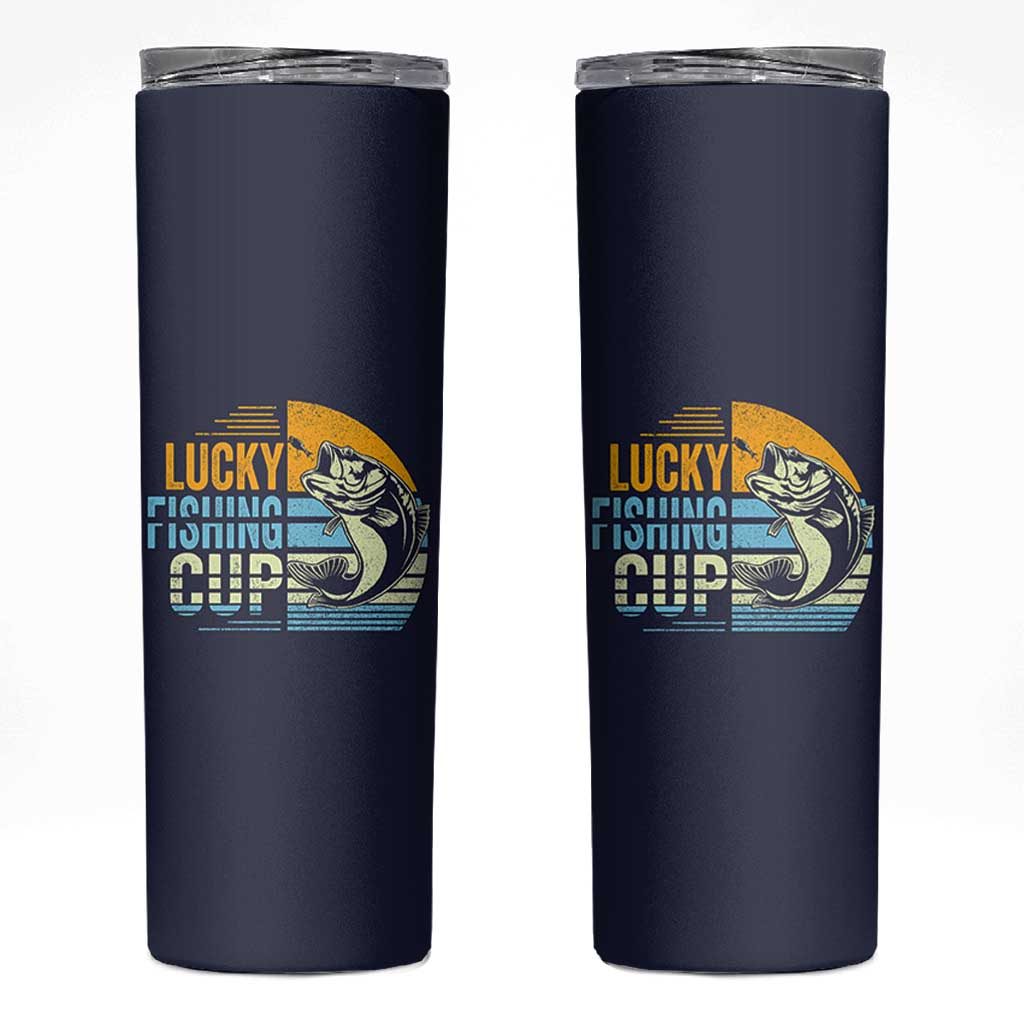 Lucky Fishing Skinny Tumbler Funny Fathers Day Fishing Gifts For Men