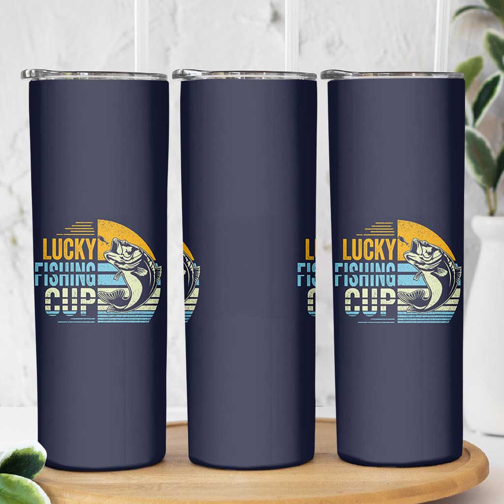 Lucky Fishing Skinny Tumbler Funny Fathers Day Fishing Gifts For Men