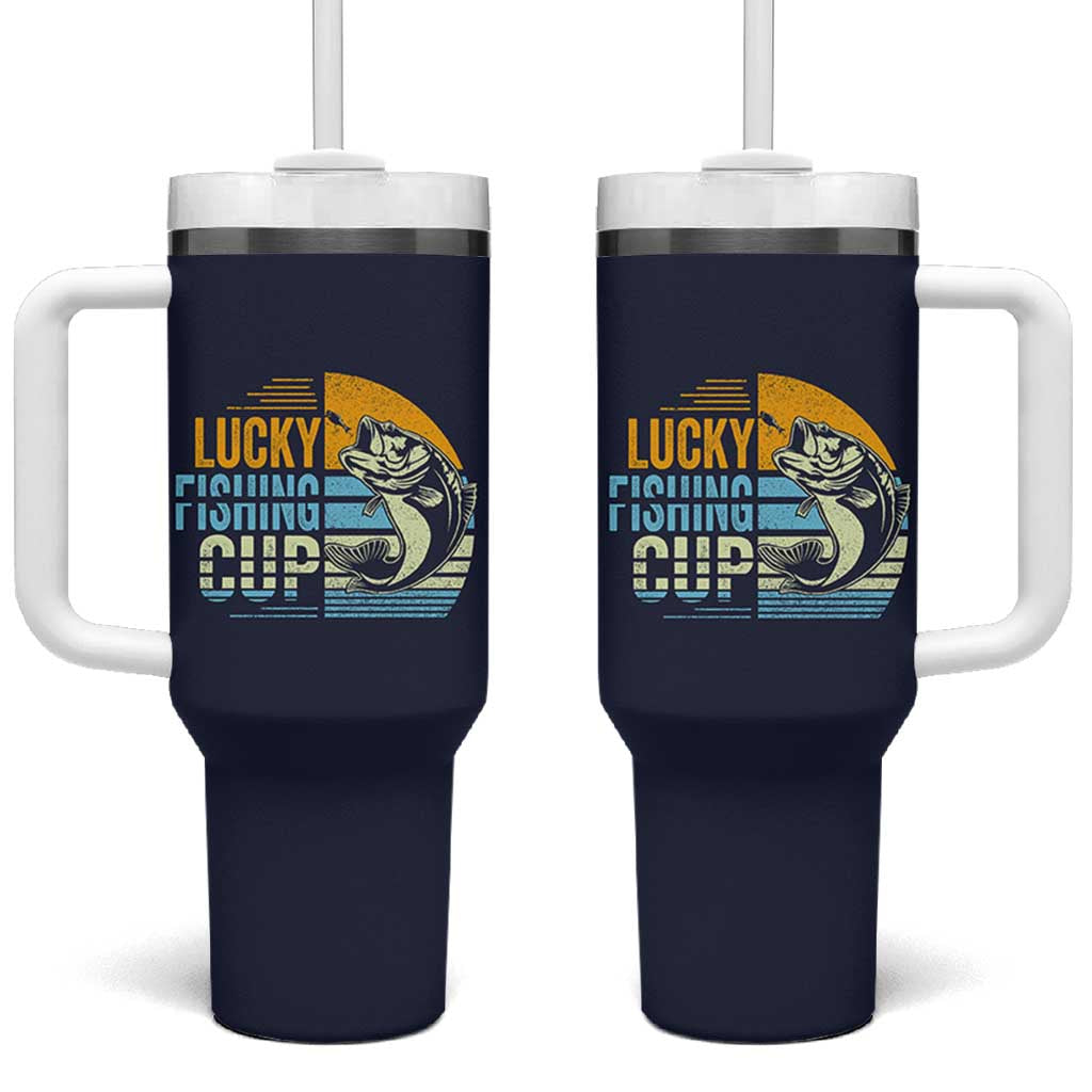 Lucky Fishing Tumbler With Handle Funny Fathers Day Fishing Gifts For Men