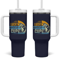 Lucky Fishing Tumbler With Handle Funny Fathers Day Fishing Gifts For Men