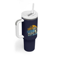Lucky Fishing Tumbler With Handle Funny Fathers Day Fishing Gifts For Men