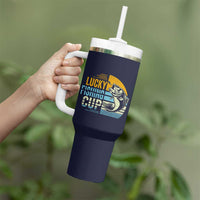 Lucky Fishing Tumbler With Handle Funny Fathers Day Fishing Gifts For Men