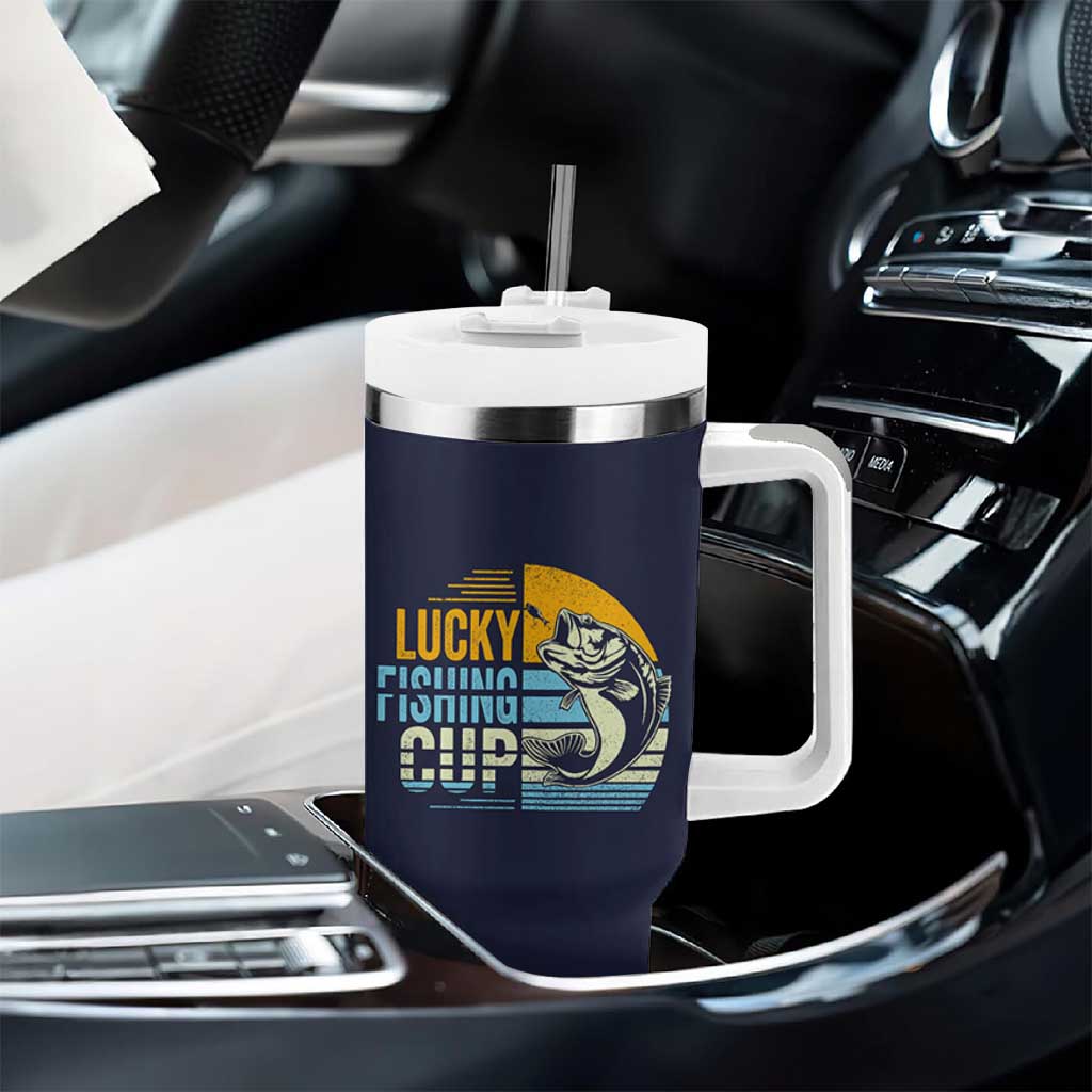 Lucky Fishing Tumbler With Handle Funny Fathers Day Fishing Gifts For Men