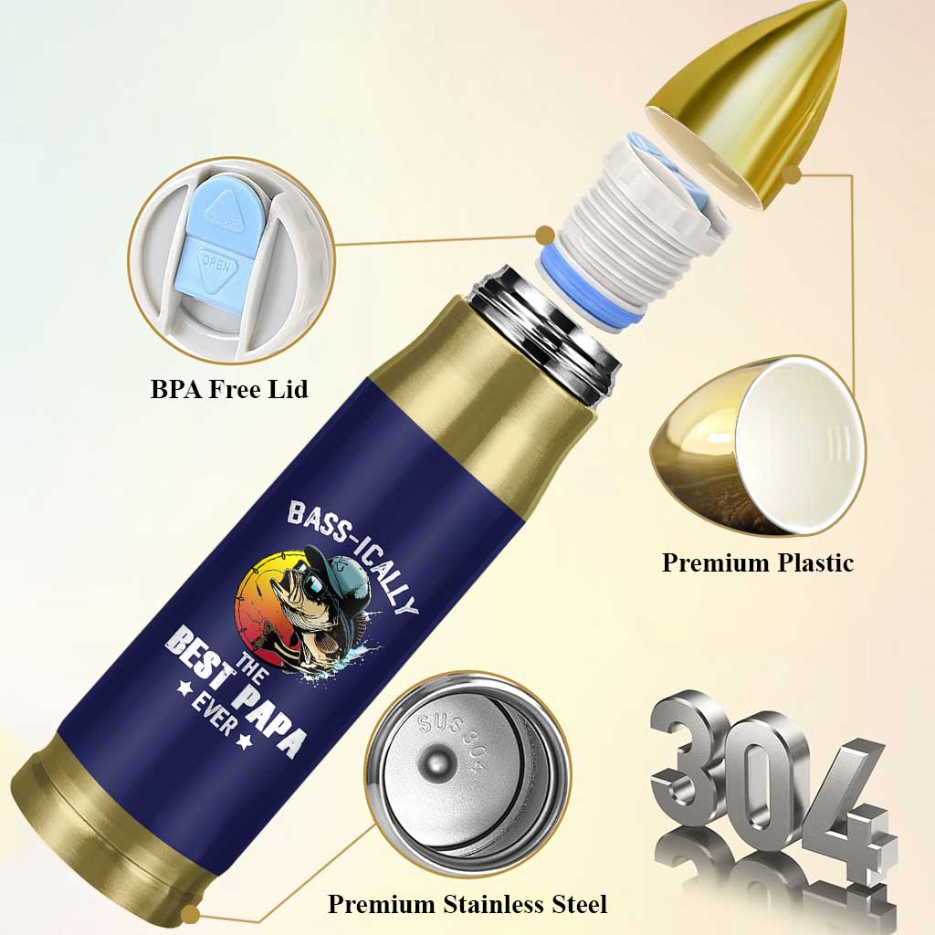 Fishing Gifts For Men Bullet Tumbler Best Papa Ever Bass Fish Fisherman Fathers Day Gift
