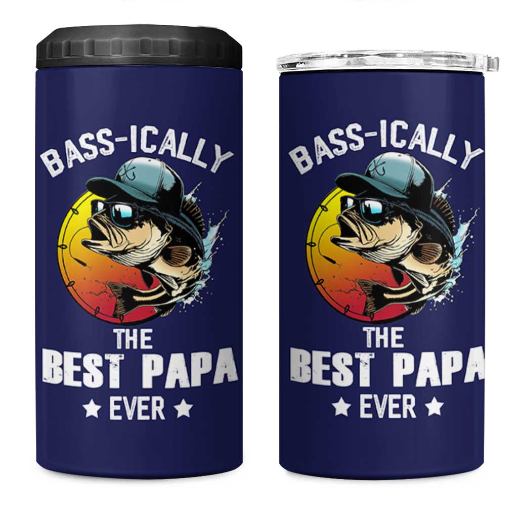 Fishing Gifts For Men 4 in 1 Can Cooler Tumbler Best Papa Ever Bass Fish Fisherman Fathers Day Gift