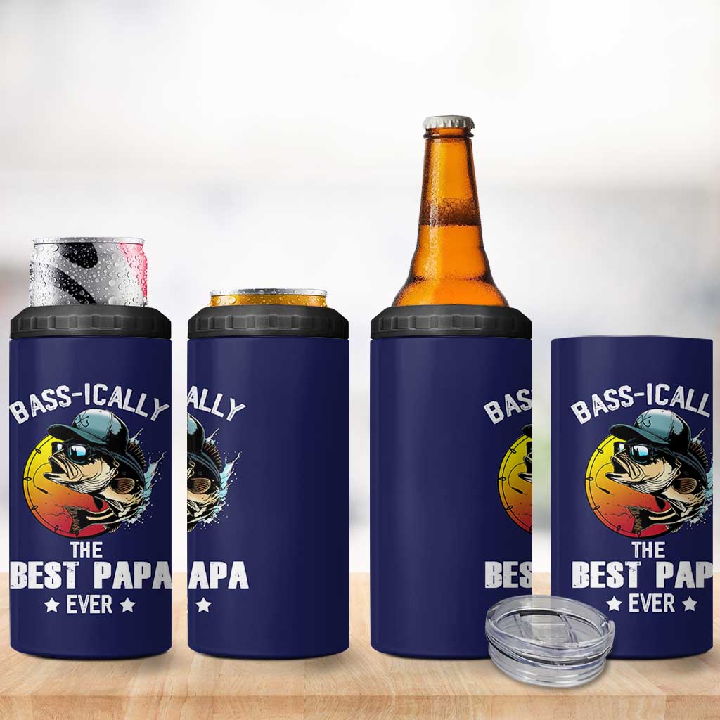 Fishing Gifts For Men 4 in 1 Can Cooler Tumbler Best Papa Ever Bass Fish Fisherman Fathers Day Gift