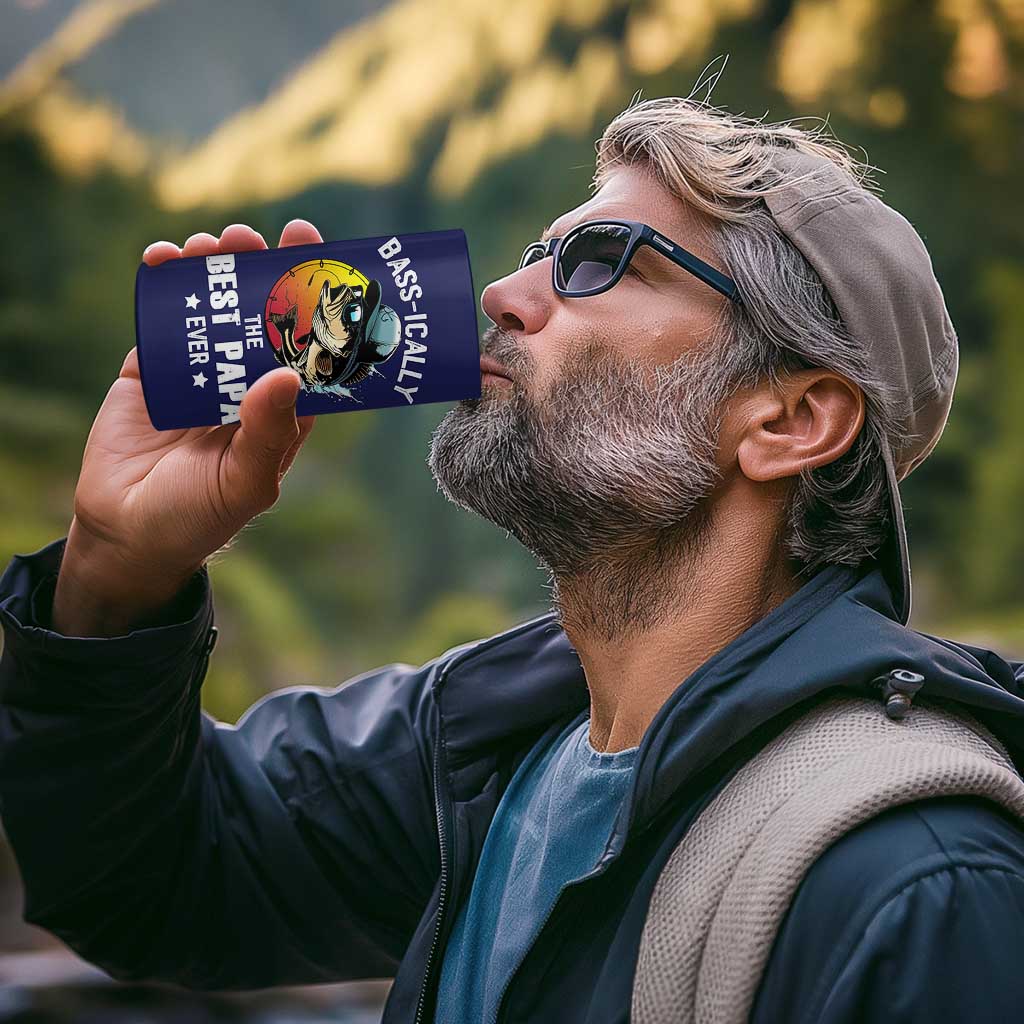 Fishing Gifts For Men 4 in 1 Can Cooler Tumbler Best Papa Ever Bass Fish Fisherman Fathers Day Gift