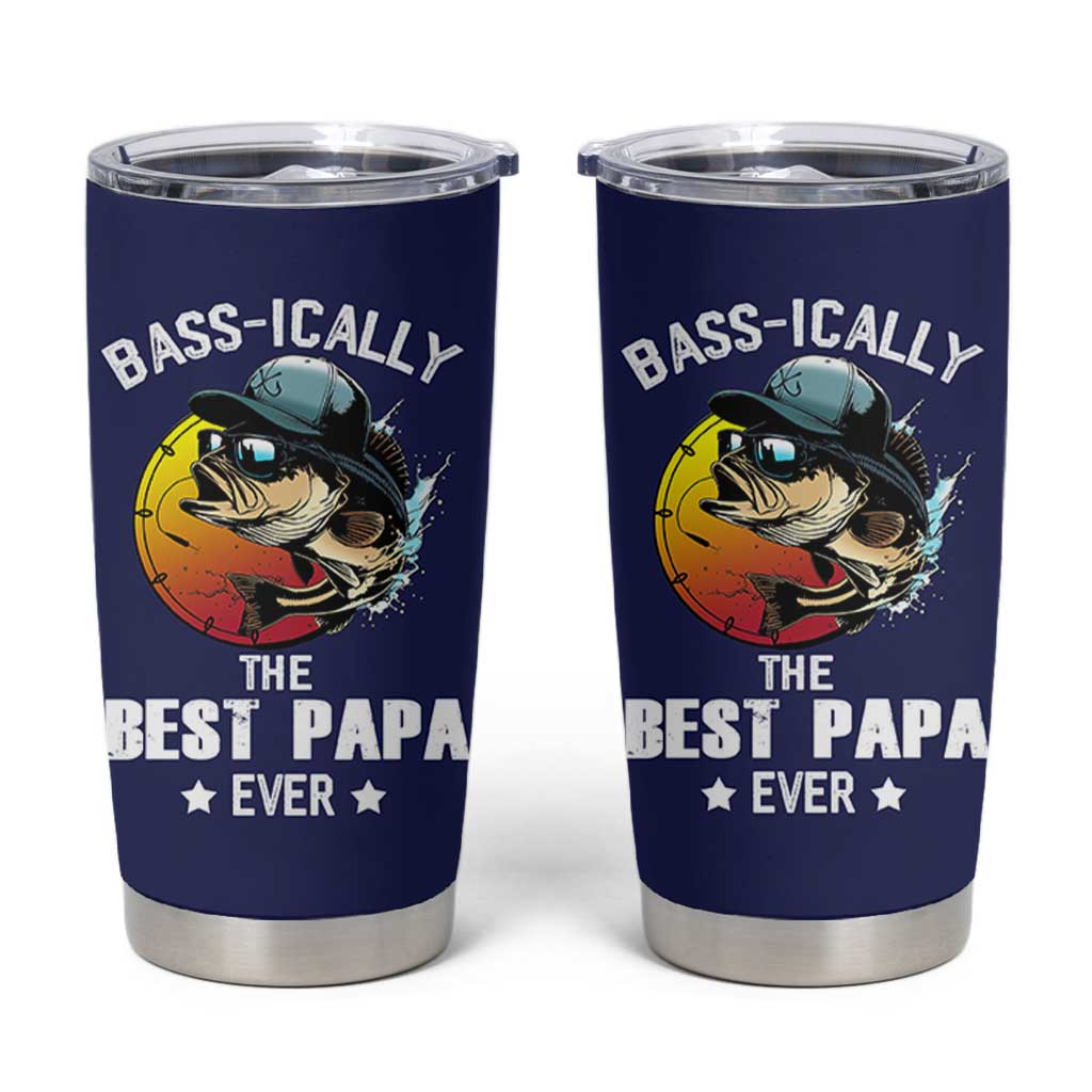 Fishing Gifts For Men Tumbler Cup Best Papa Ever Bass Fish Fisherman Fathers Day Gift