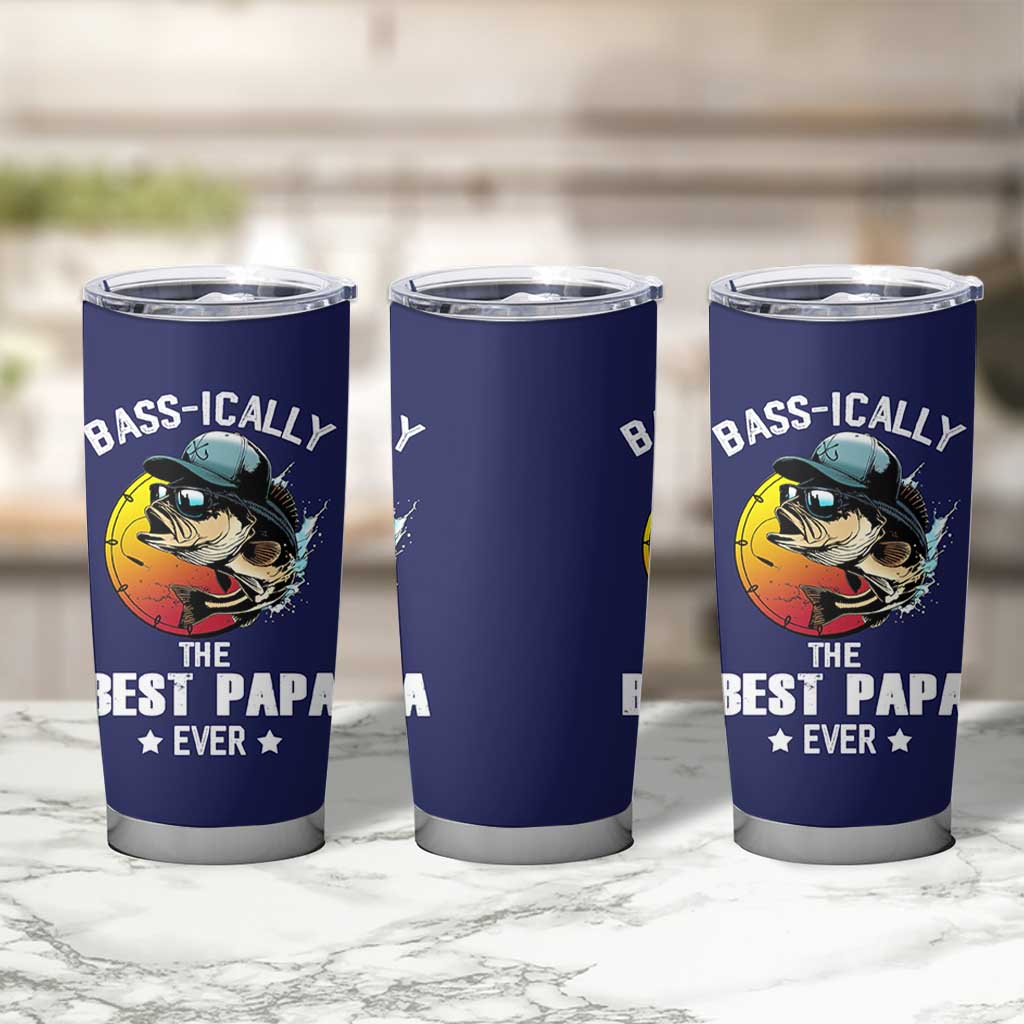 Fishing Gifts For Men Tumbler Cup Best Papa Ever Bass Fish Fisherman Fathers Day Gift