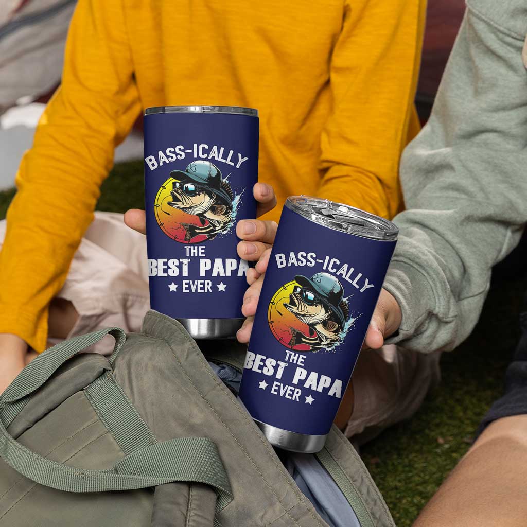 Fishing Gifts For Men Tumbler Cup Best Papa Ever Bass Fish Fisherman Fathers Day Gift