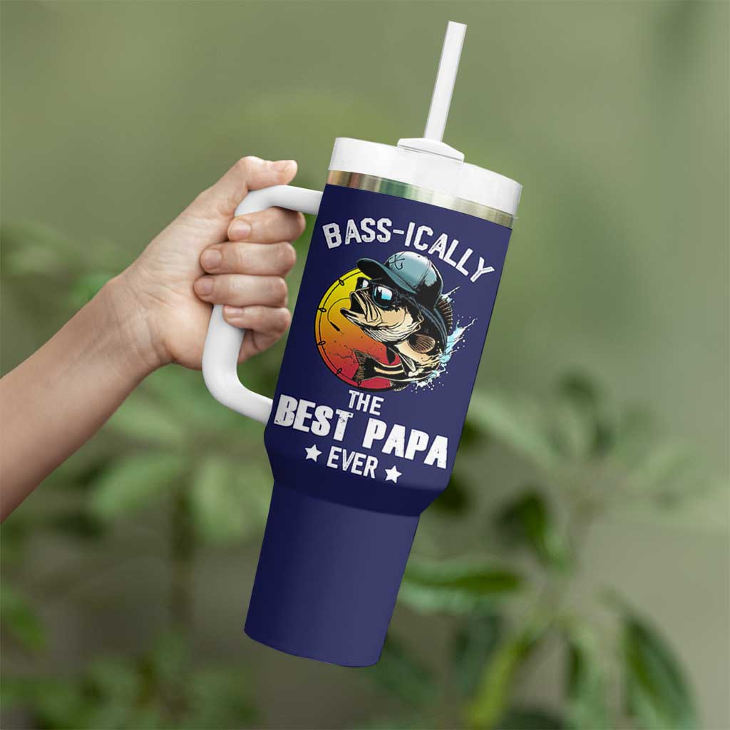 Fishing Gifts For Men Tumbler With Handle Best Papa Ever Bass Fish Fisherman Fathers Day Gift
