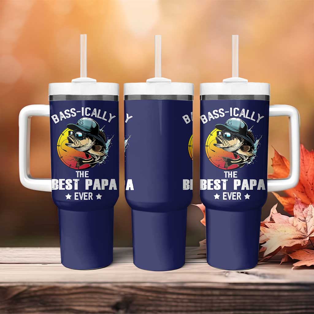 Fishing Gifts For Men Tumbler With Handle Best Papa Ever Bass Fish Fisherman Fathers Day Gift