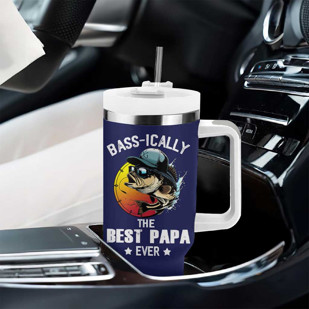 Fishing Gifts For Men Tumbler With Handle Best Papa Ever Bass Fish Fisherman Fathers Day Gift