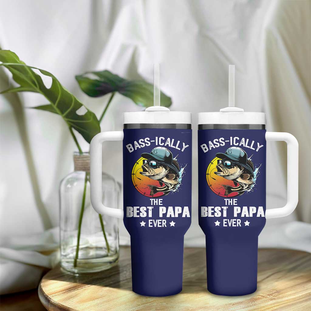 Fishing Gifts For Men Tumbler With Handle Best Papa Ever Bass Fish Fisherman Fathers Day Gift