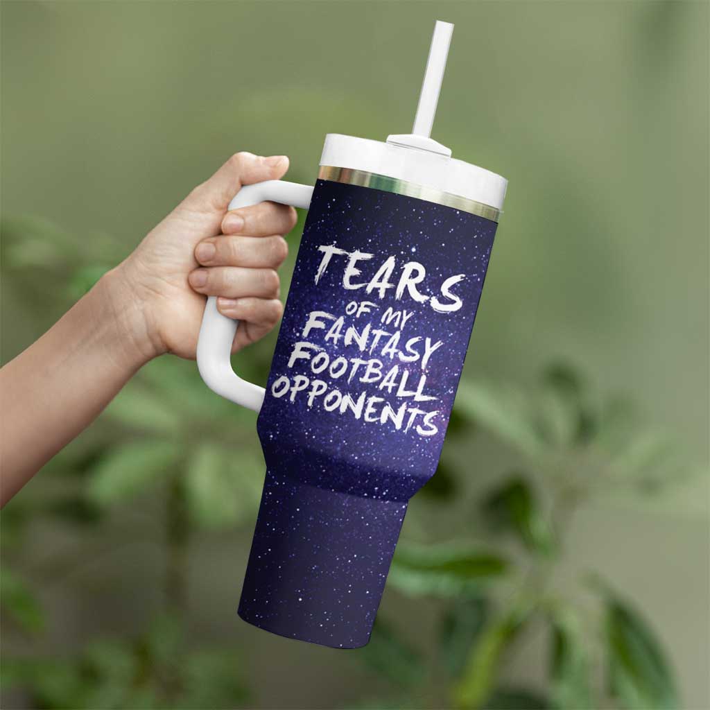 Funny American Football Tumbler With Handle Tears of My Fantasy Football Opponents Coffee Cup - Wonder Print Shop