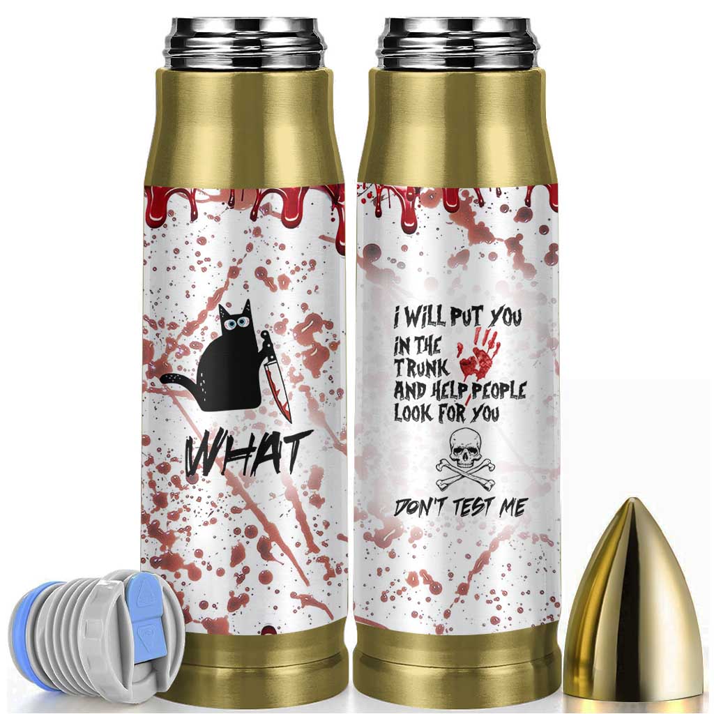 Funny Cat Lover Gifts Bullet Tumbler Halloween Murderous Cat With Knife What