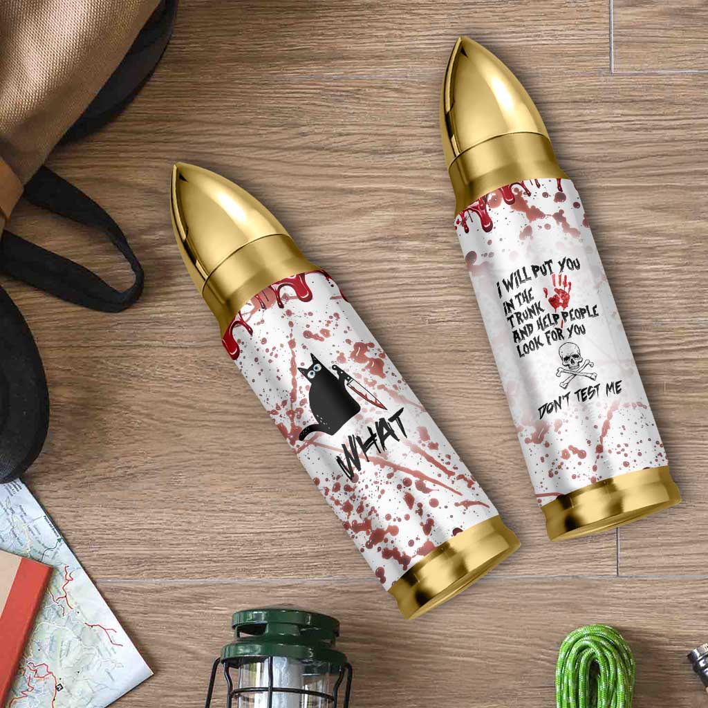 Funny Cat Lover Gifts Bullet Tumbler Halloween Murderous Cat With Knife What