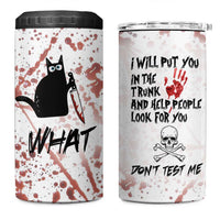 Funny Cat Lover Gifts 4 in 1 Can Cooler Tumbler Halloween Murderous Cat With Knife What