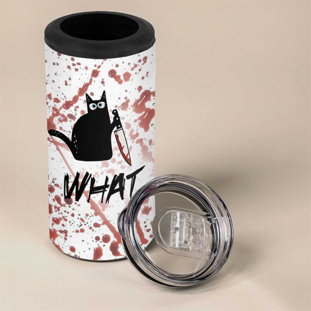 Funny Cat Lover Gifts 4 in 1 Can Cooler Tumbler Halloween Murderous Cat With Knife What
