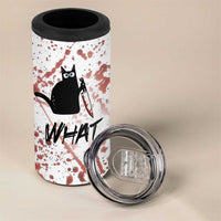 Funny Cat Lover Gifts 4 in 1 Can Cooler Tumbler Halloween Murderous Cat With Knife What
