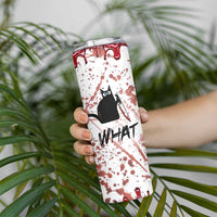 Funny Cat Lover Gifts Skinny Tumbler Halloween Murderous Cat With Knife What