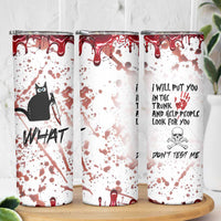 Funny Cat Lover Gifts Skinny Tumbler Halloween Murderous Cat With Knife What