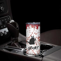 Funny Cat Lover Gifts Skinny Tumbler Halloween Murderous Cat With Knife What