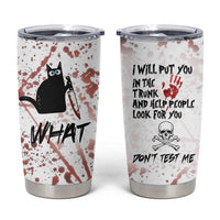 Funny Cat Lover Gifts Tumbler Cup Halloween Murderous Cat With Knife What