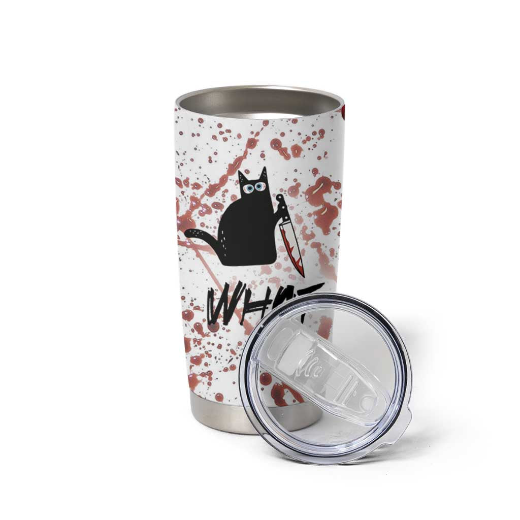 Funny Cat Lover Gifts Tumbler Cup Halloween Murderous Cat With Knife What