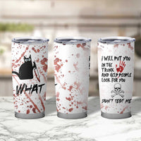 Funny Cat Lover Gifts Tumbler Cup Halloween Murderous Cat With Knife What