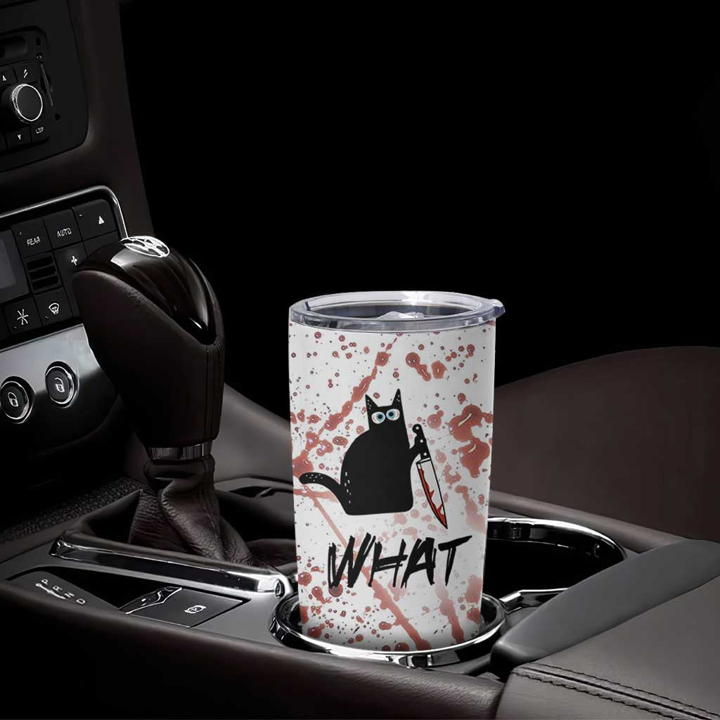 Funny Cat Lover Gifts Tumbler Cup Halloween Murderous Cat With Knife What
