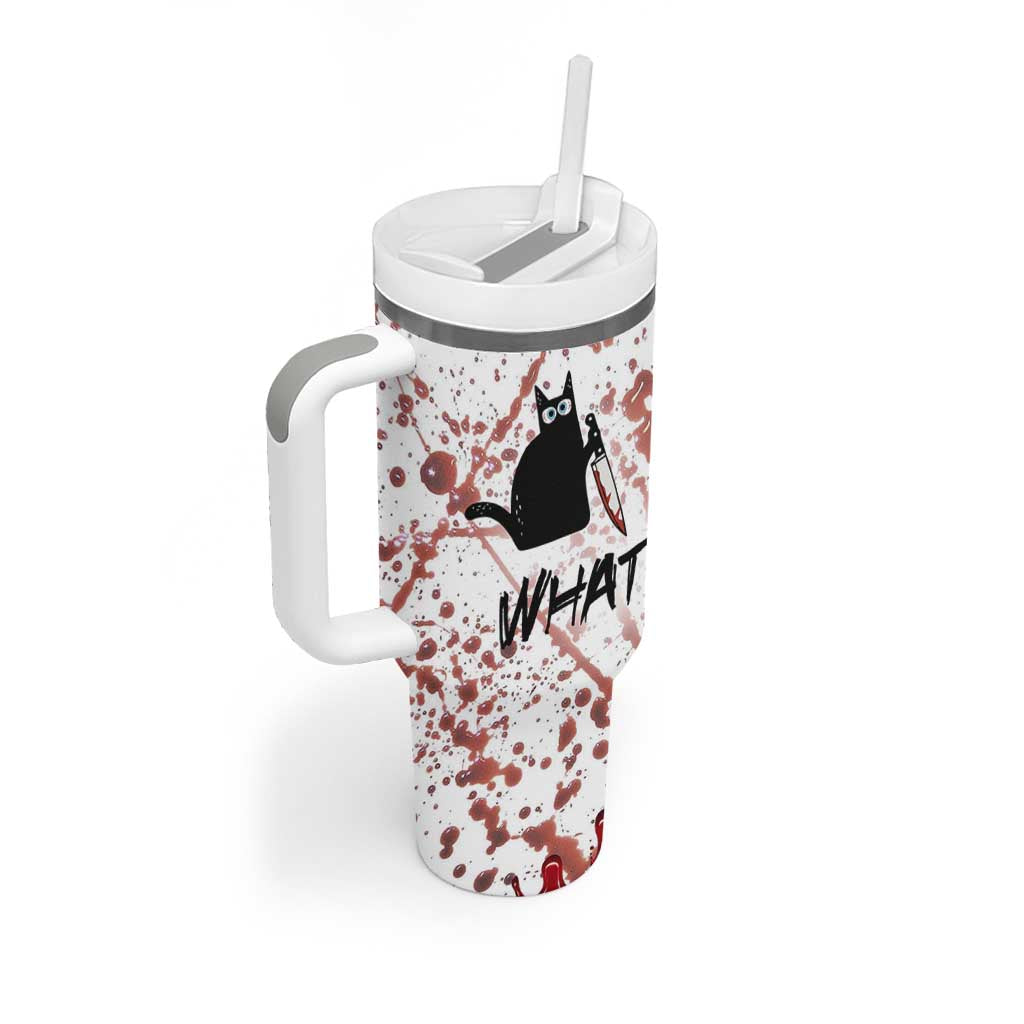Funny Cat Lover Gifts Tumbler With Handle Halloween Murderous Cat With Knife What