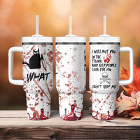 Funny Cat Lover Gifts Tumbler With Handle Halloween Murderous Cat With Knife What