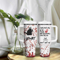 Funny Cat Lover Gifts Tumbler With Handle Halloween Murderous Cat With Knife What